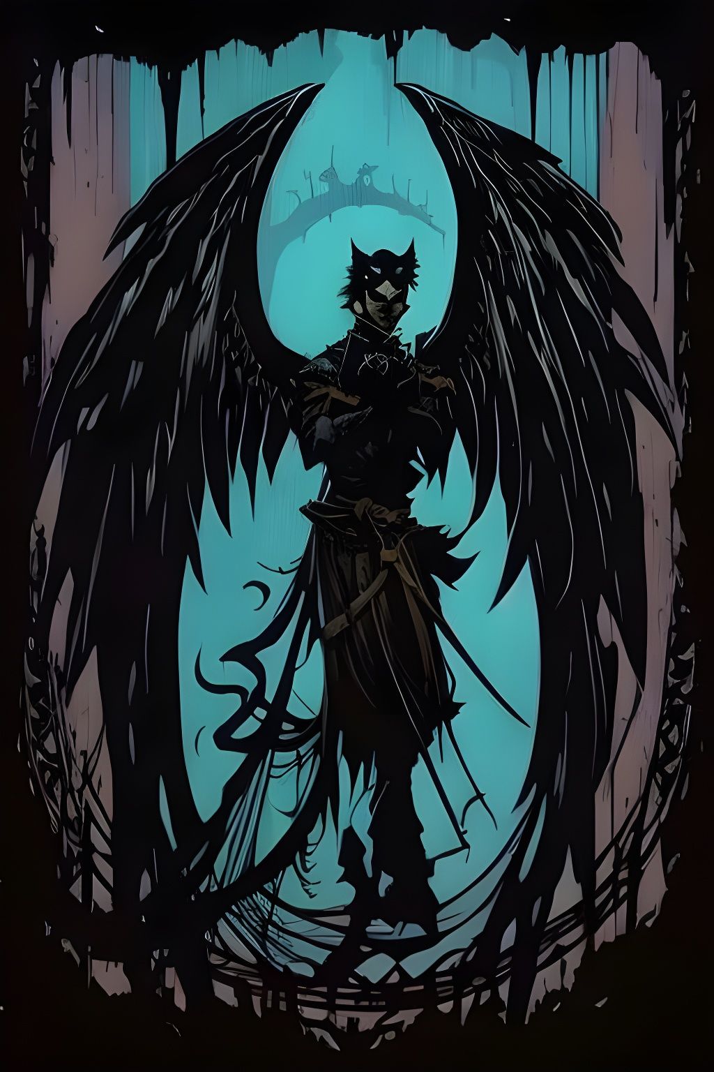 NightOwl-Talon Portrait as Sinister Gouache Painting