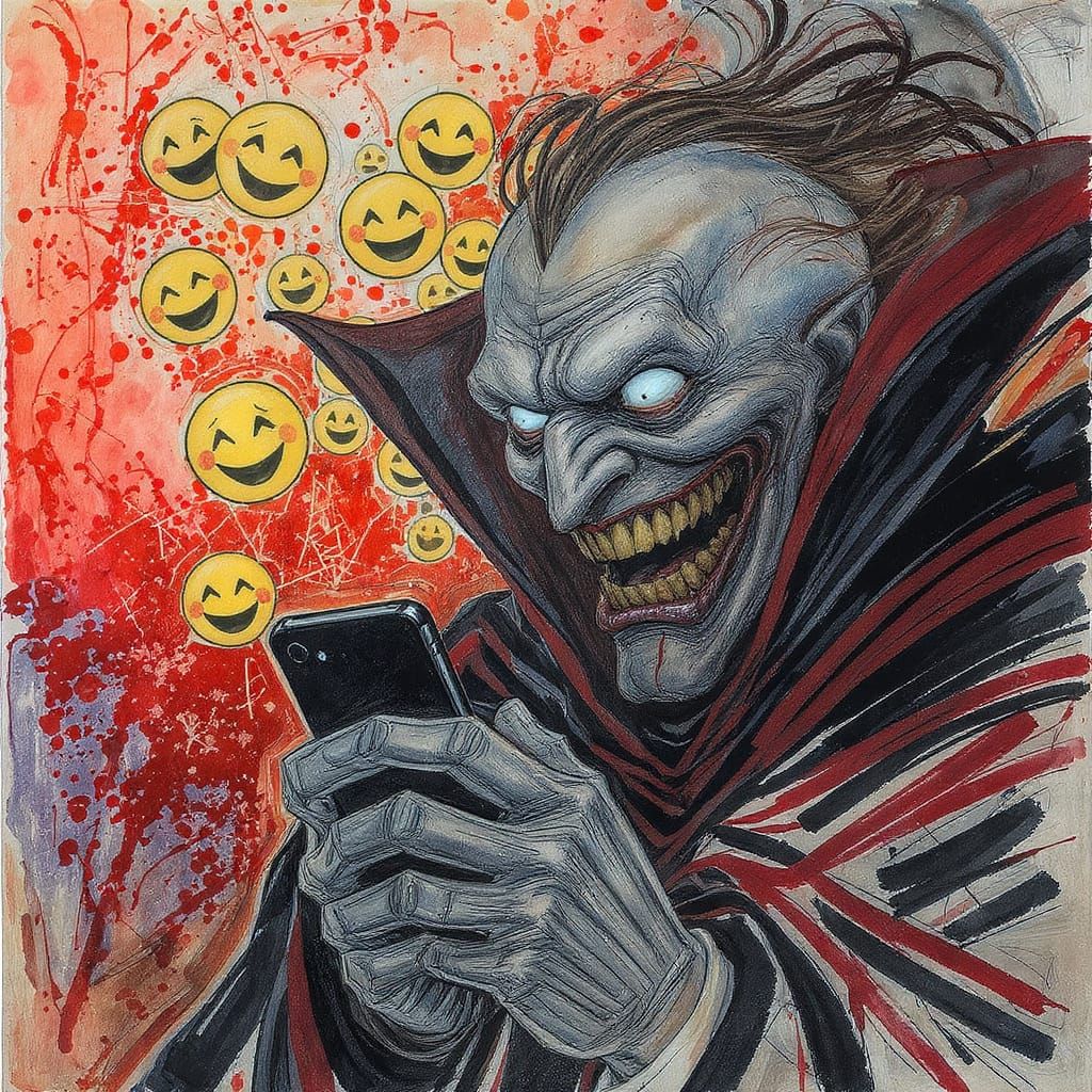 Super Villain Steals Smileys: Gouache Watercolor Art