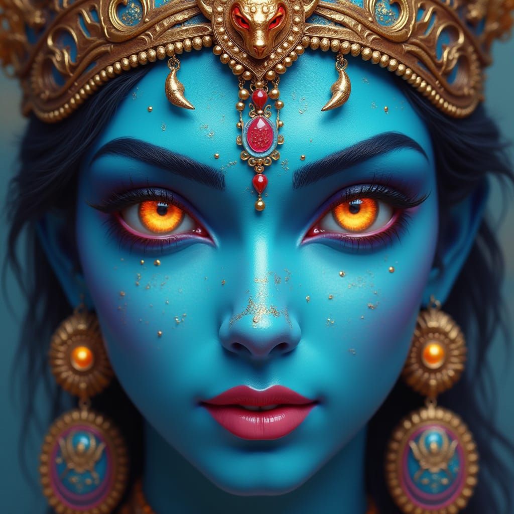 Krishna with Piercing Eyes in Elegant Style