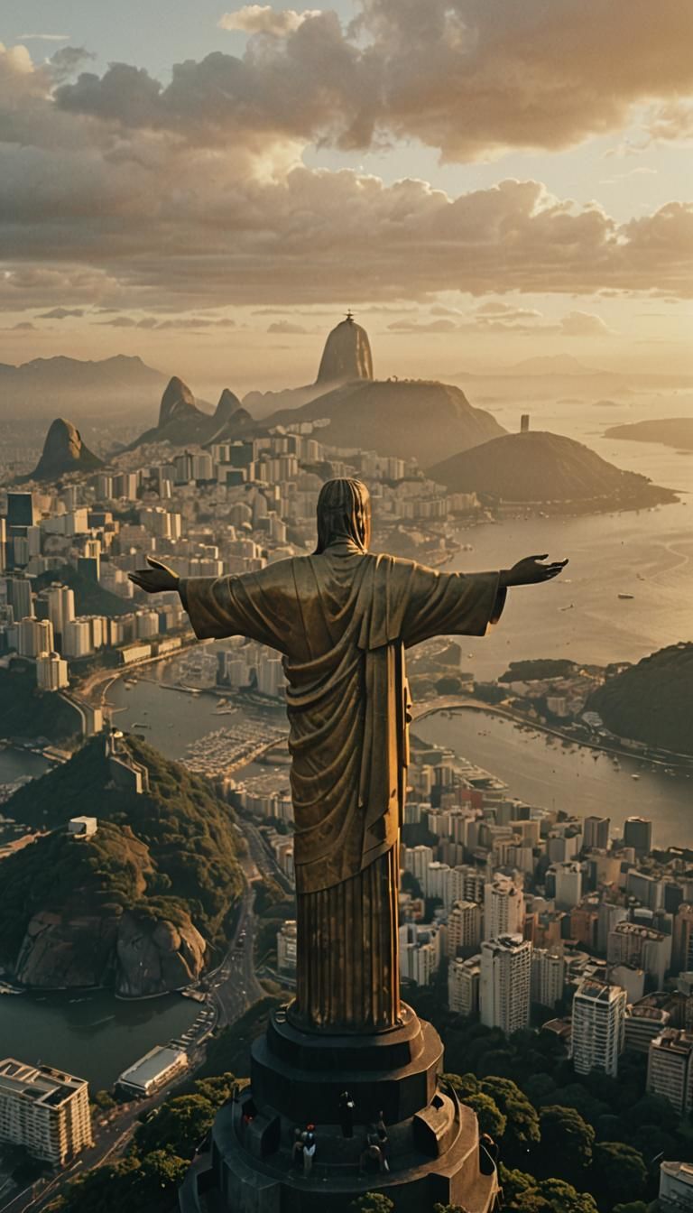 Christ the Redeemer Over Rio at Sunset