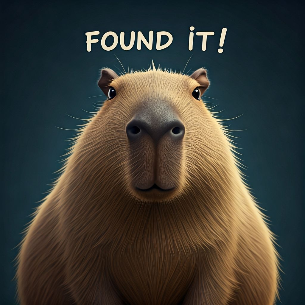 Cartoon Capybara Finds Something: Cute Animated Style