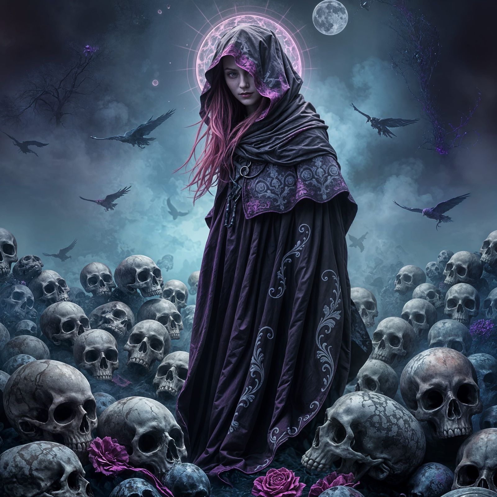 Poison Among Skulls in Dark Color Scheme