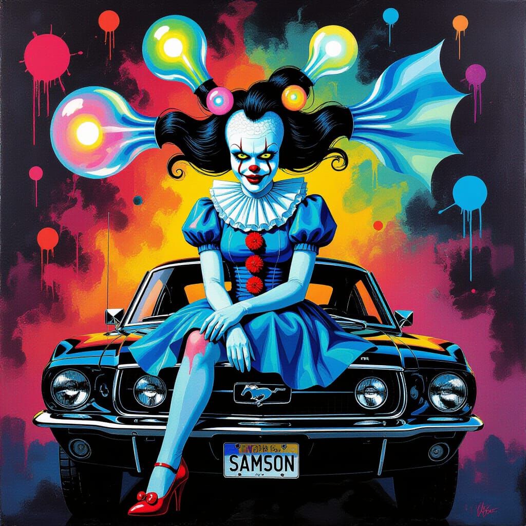 Gigeresque Clown Hybrid with Psychedelic Eyes