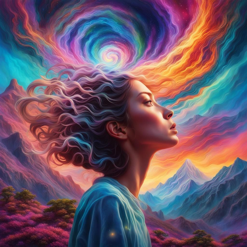 Girl Sees Illusory World in Surreal Art