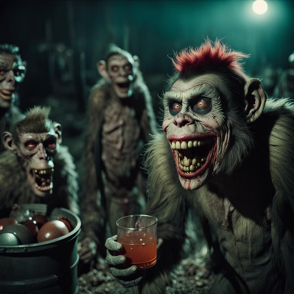 Cinematic Zombie Monkey Clowns at Moonshine Still