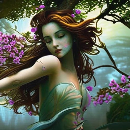Ethereal Spring Fairy with Cherry Blossoms