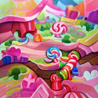 Vibrant Candyland Wonderland in Gouache Style