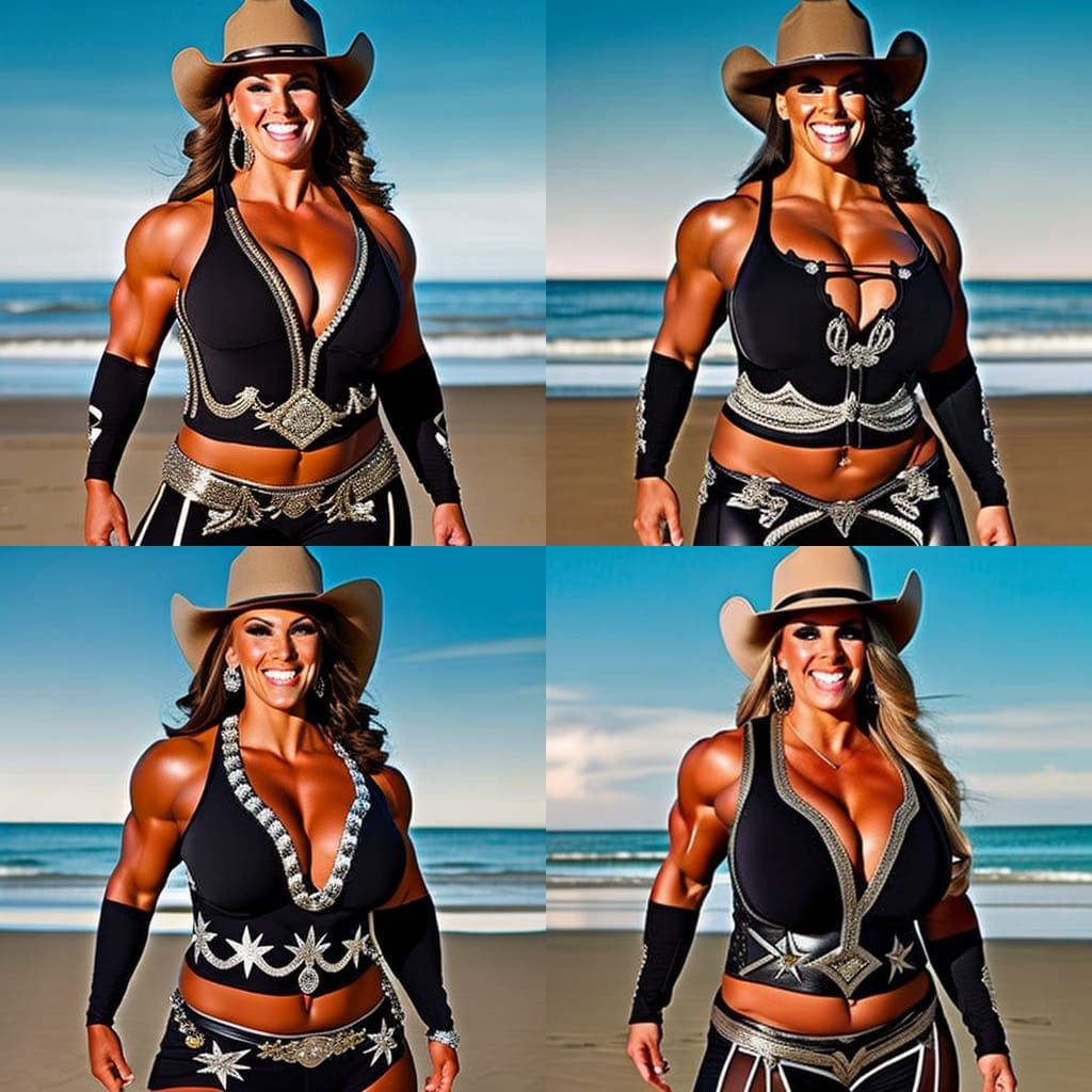 Glamorous Plus Size Cowgirl on the Beach