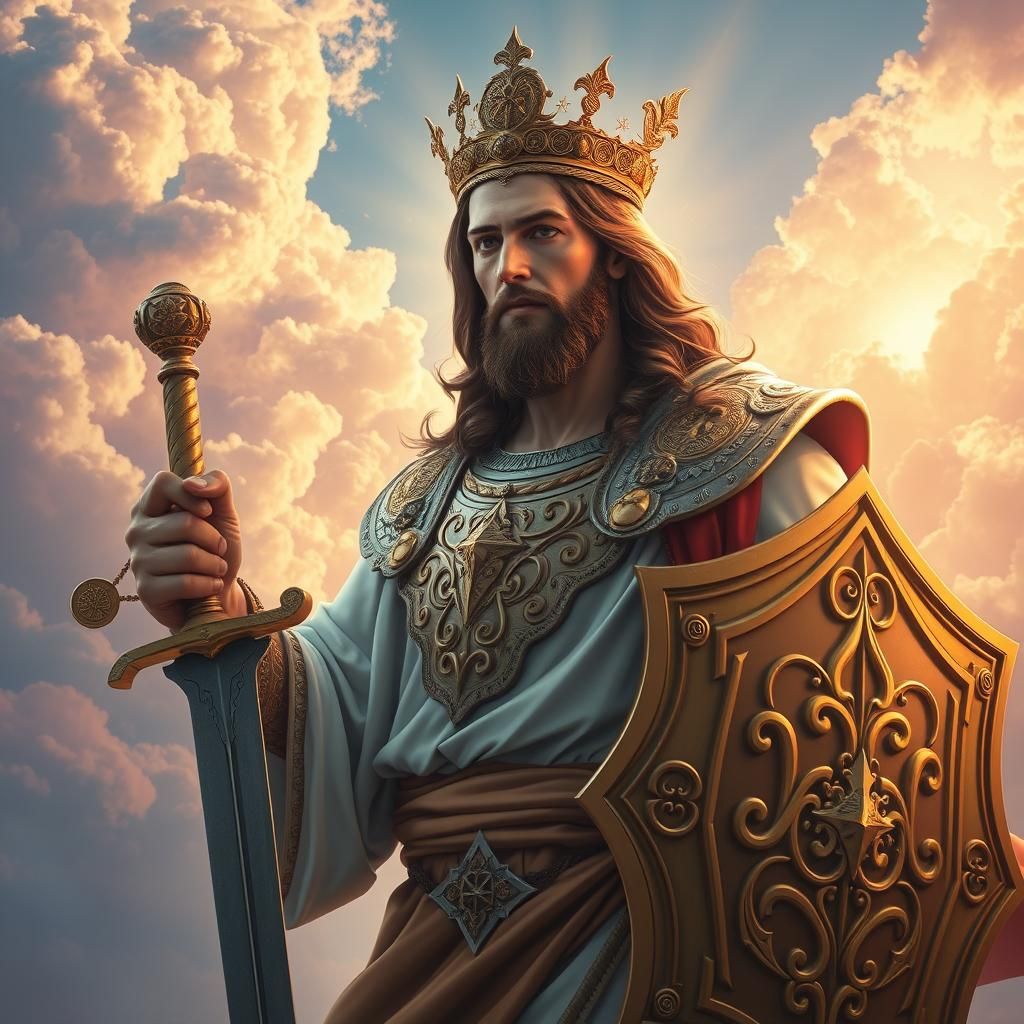 Majestic Jesus Portrait in Ornate Golden Regalia