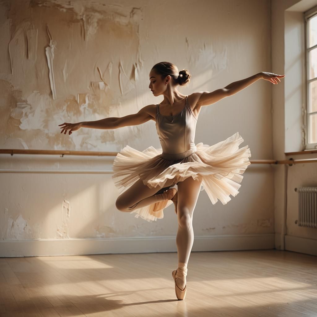 Ballet Dancer Leaping in Impressionist Style