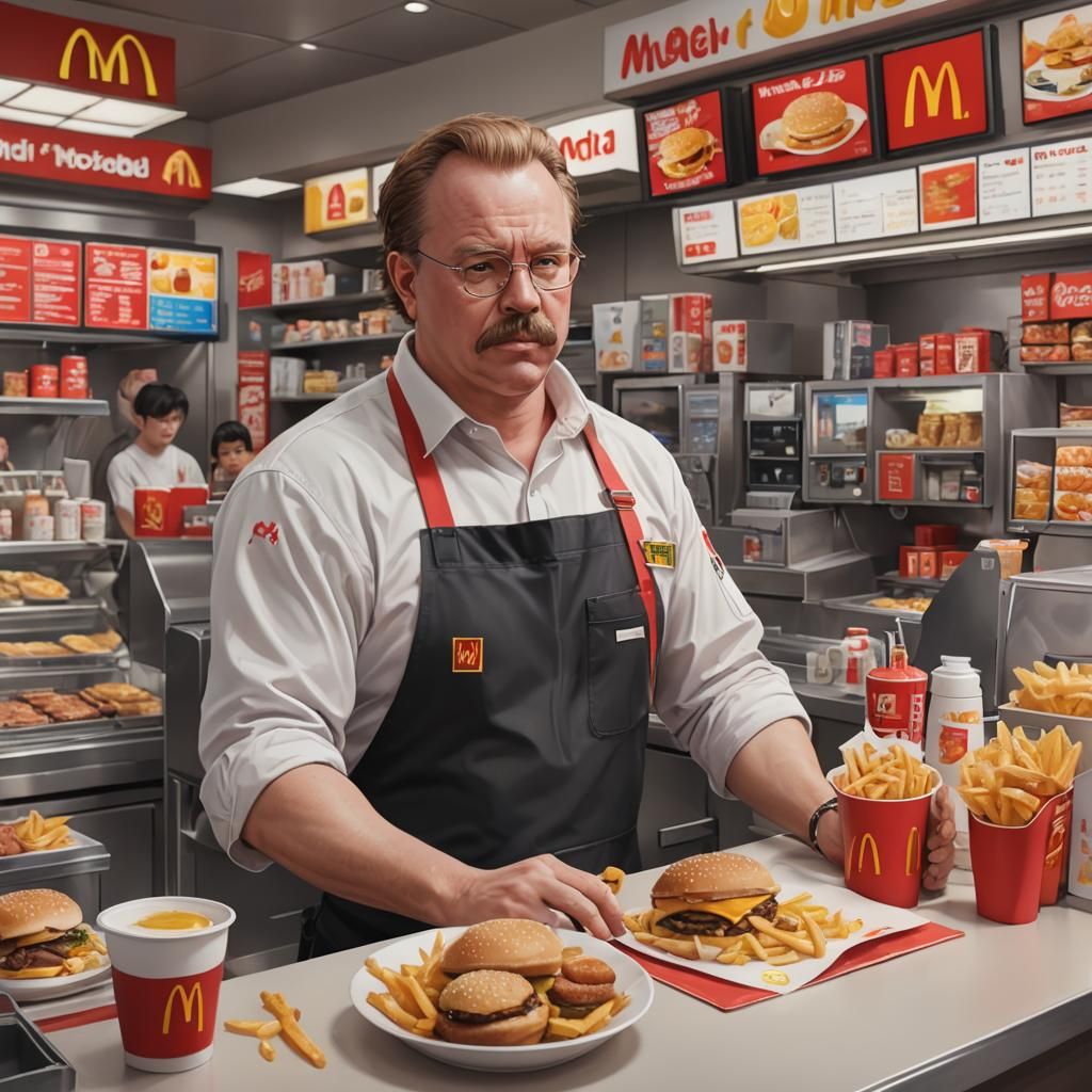 Andy Reid at McDonald's in 3D Anime Art