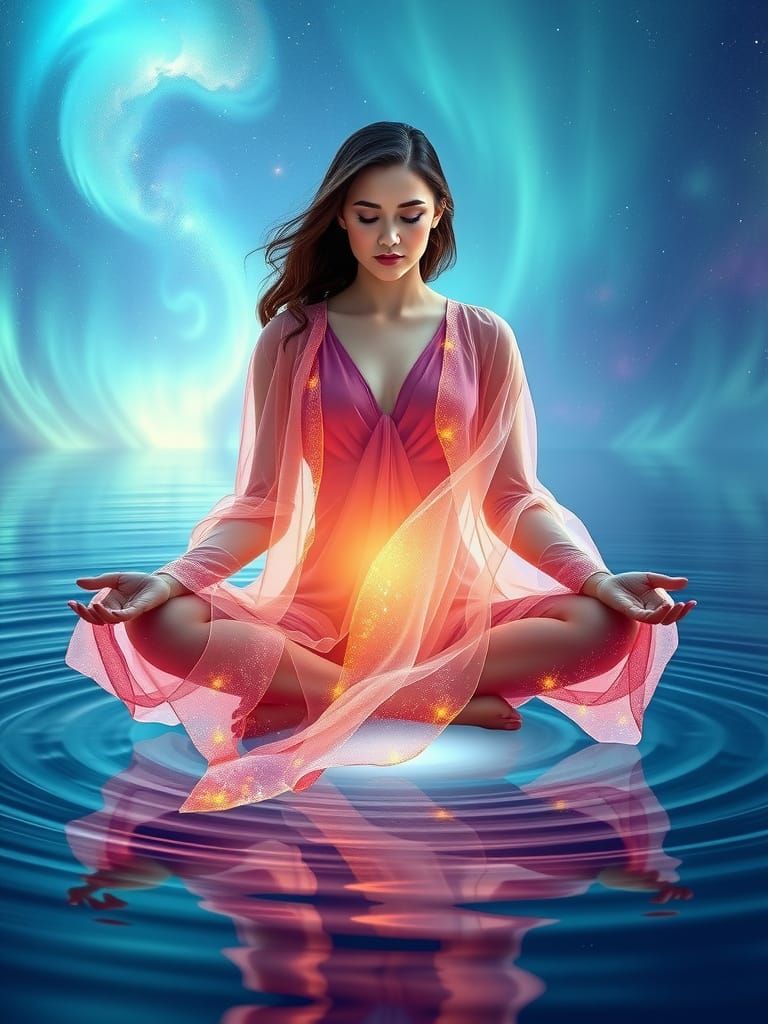 Enigmatic Goddess in Cosmic Lotus Pose