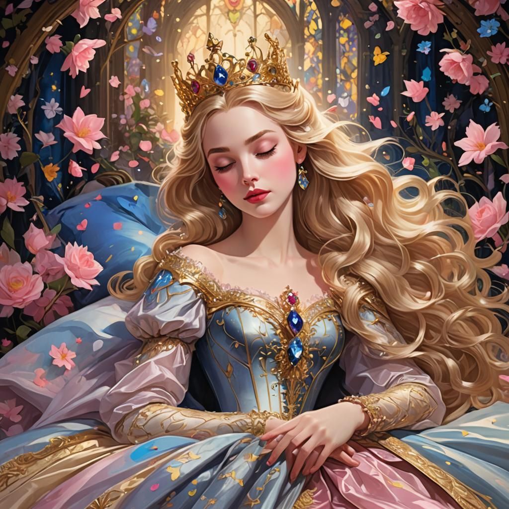 AI Sleeping Beauty in Digital Art Style
