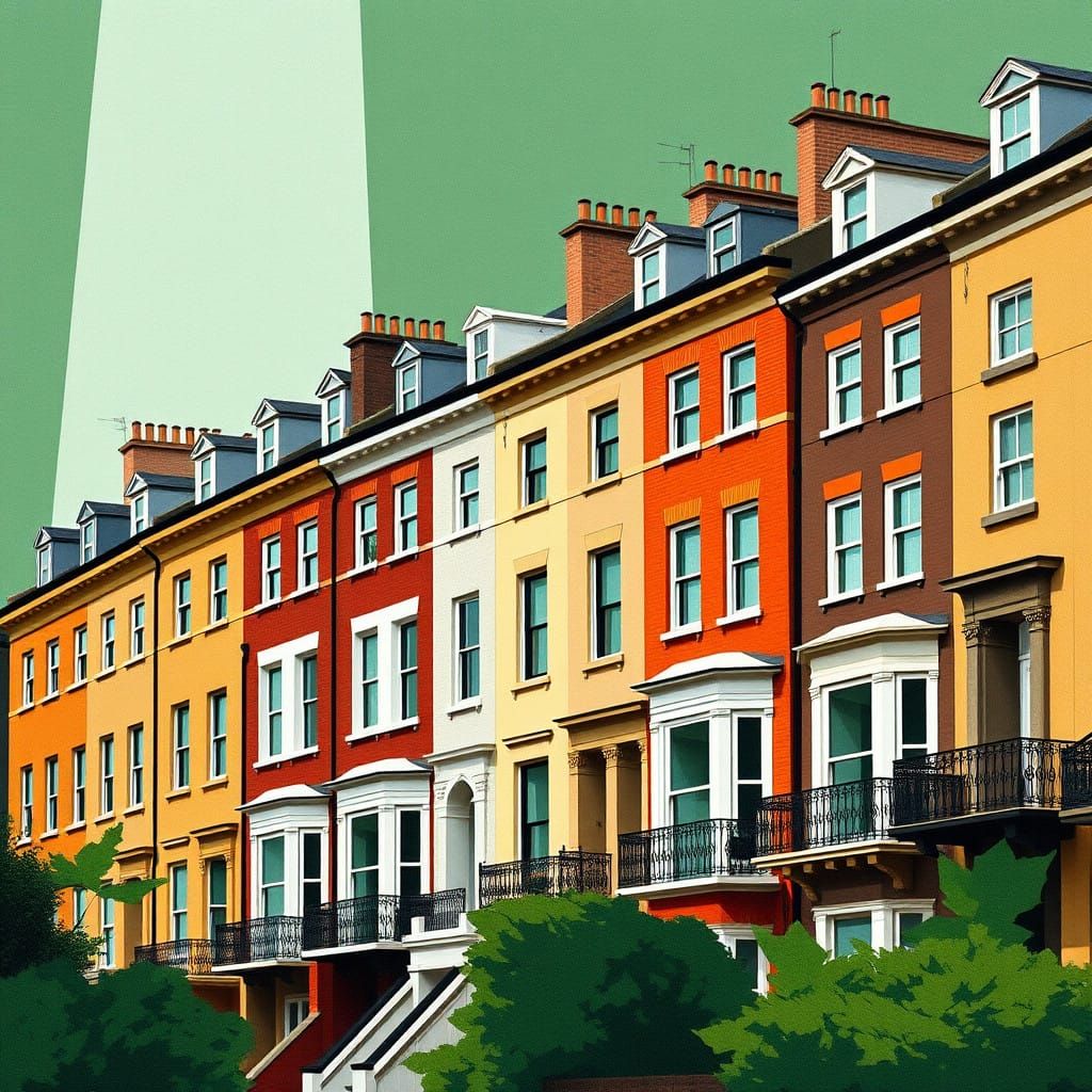 Angular Neo-Cubist London Terraces in Rich Hues