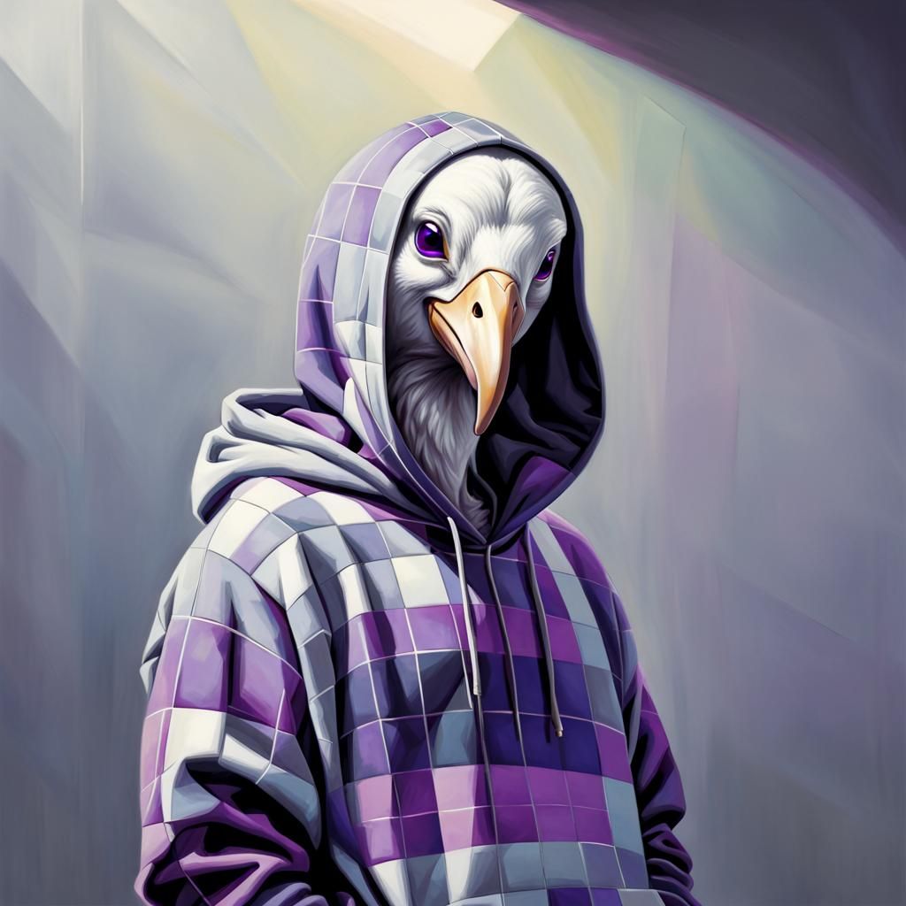 Albatross in Hoodie: Surreal Shin Hanga Art