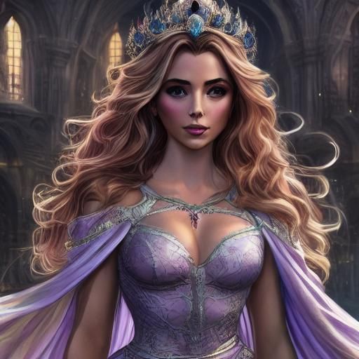 Goddess with Crystal Crown in Detailed Digital Painting