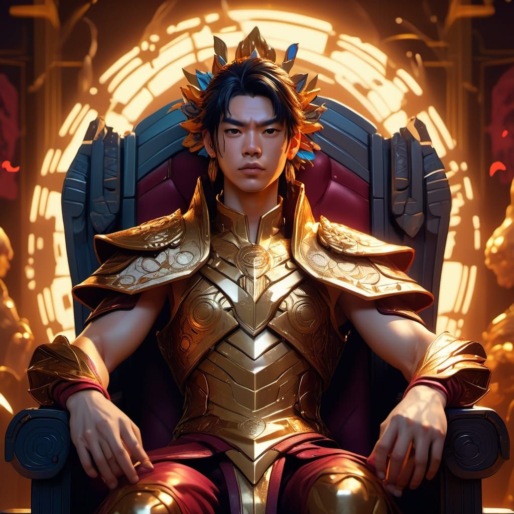 Asake on Throne: Cinematic Portrait in Gold