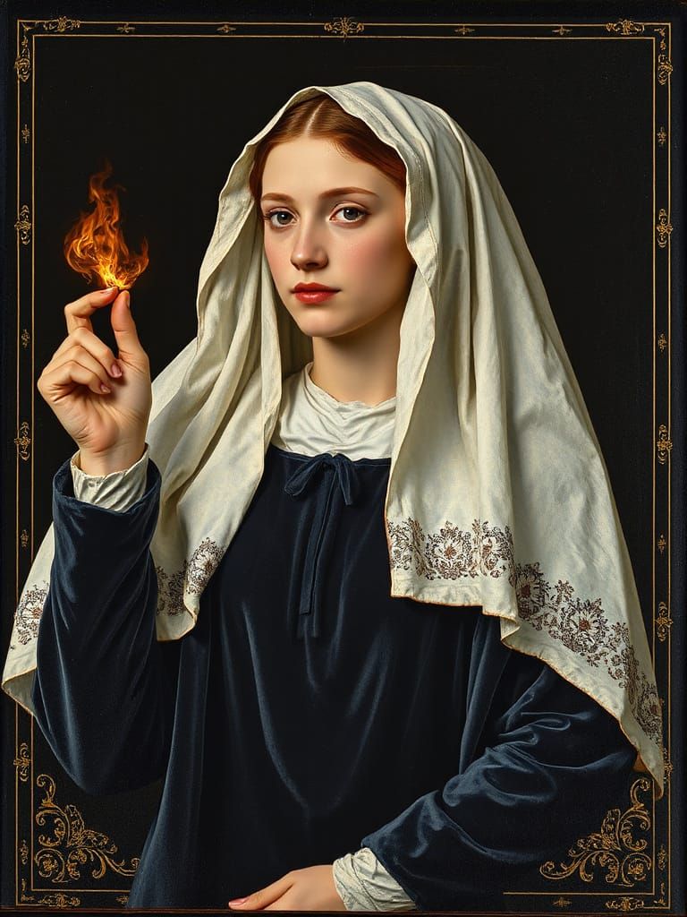 Magical Realism Portrait of a Young Widow in Medieval Style