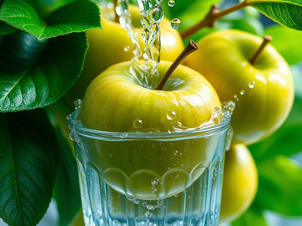Hyper-Realistic Apples Splash into Water in Emerald Green Su...