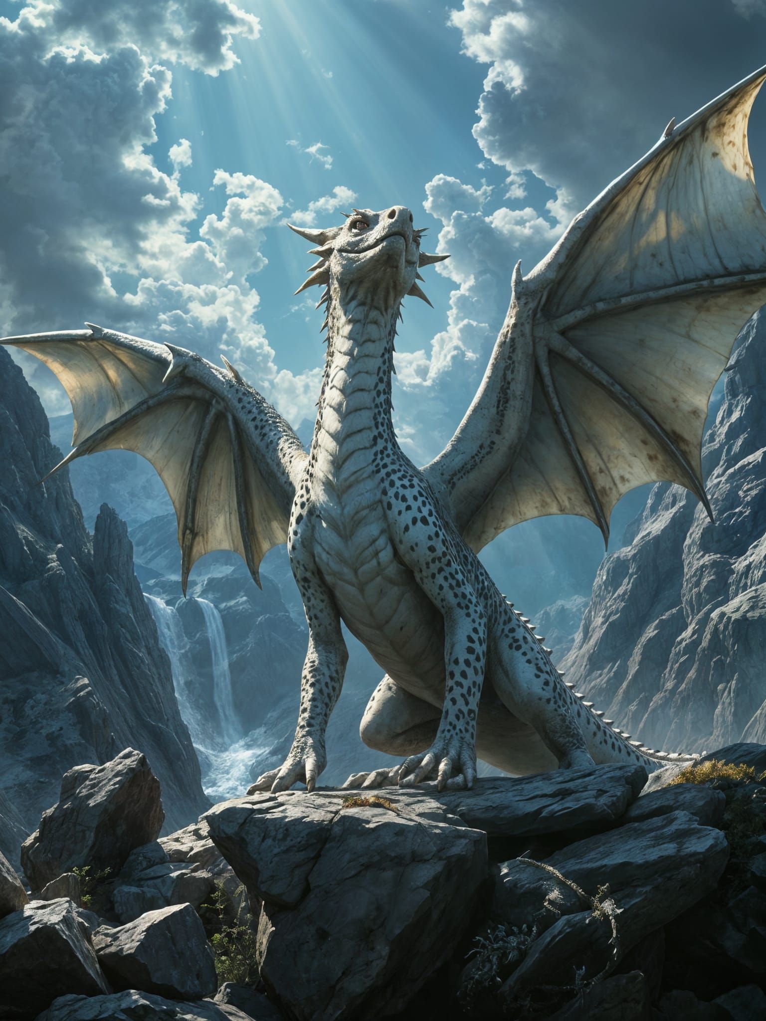Epic Dragon with Leopard Spots in Hyperdetailed Scene