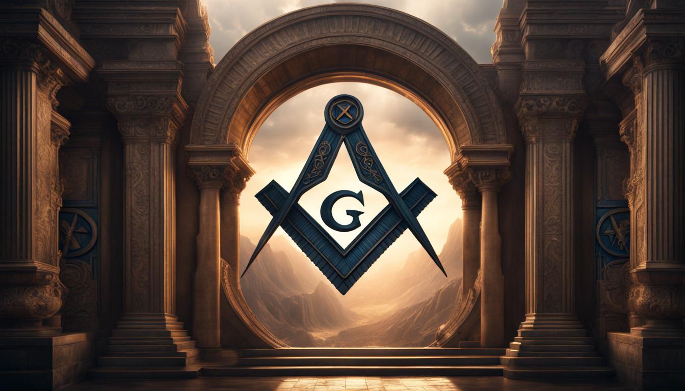 Masonic Symbol Above Portal in Digital Matte Painting
