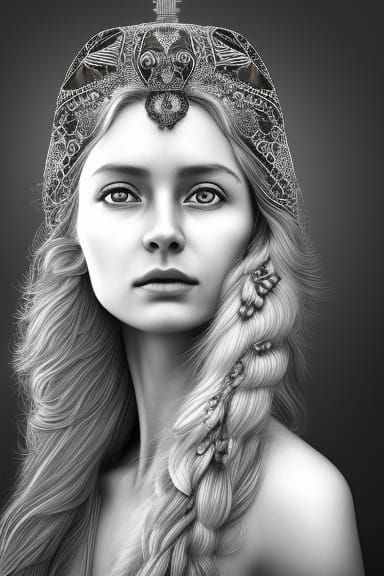 Nordic Woman Portrait in Hyperdetailed Illustration