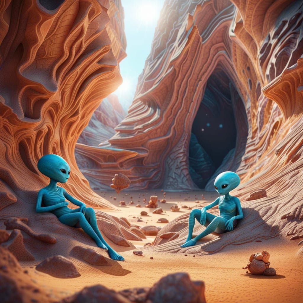 Aliens in a Surreal Desert Canyon Nest