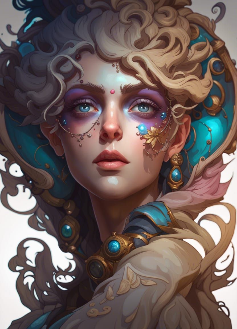 Giant Eyeball Rococo Portrait in 8k Resolution