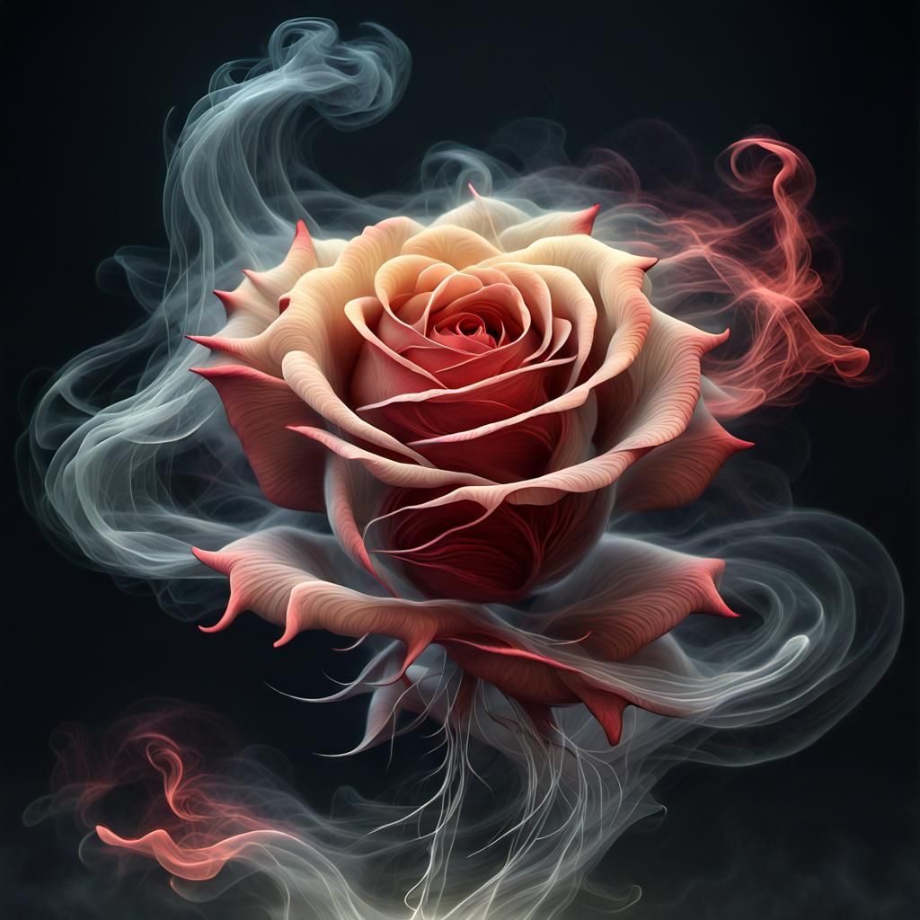 Ethereal Smoke Rose: A 3D Digital Illustration