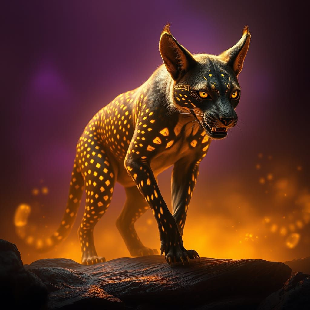 Majestic Thylacine in Dark Fantasy Realm