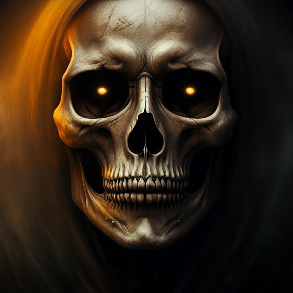 Haunting Face of Death in Golden Alpenglow