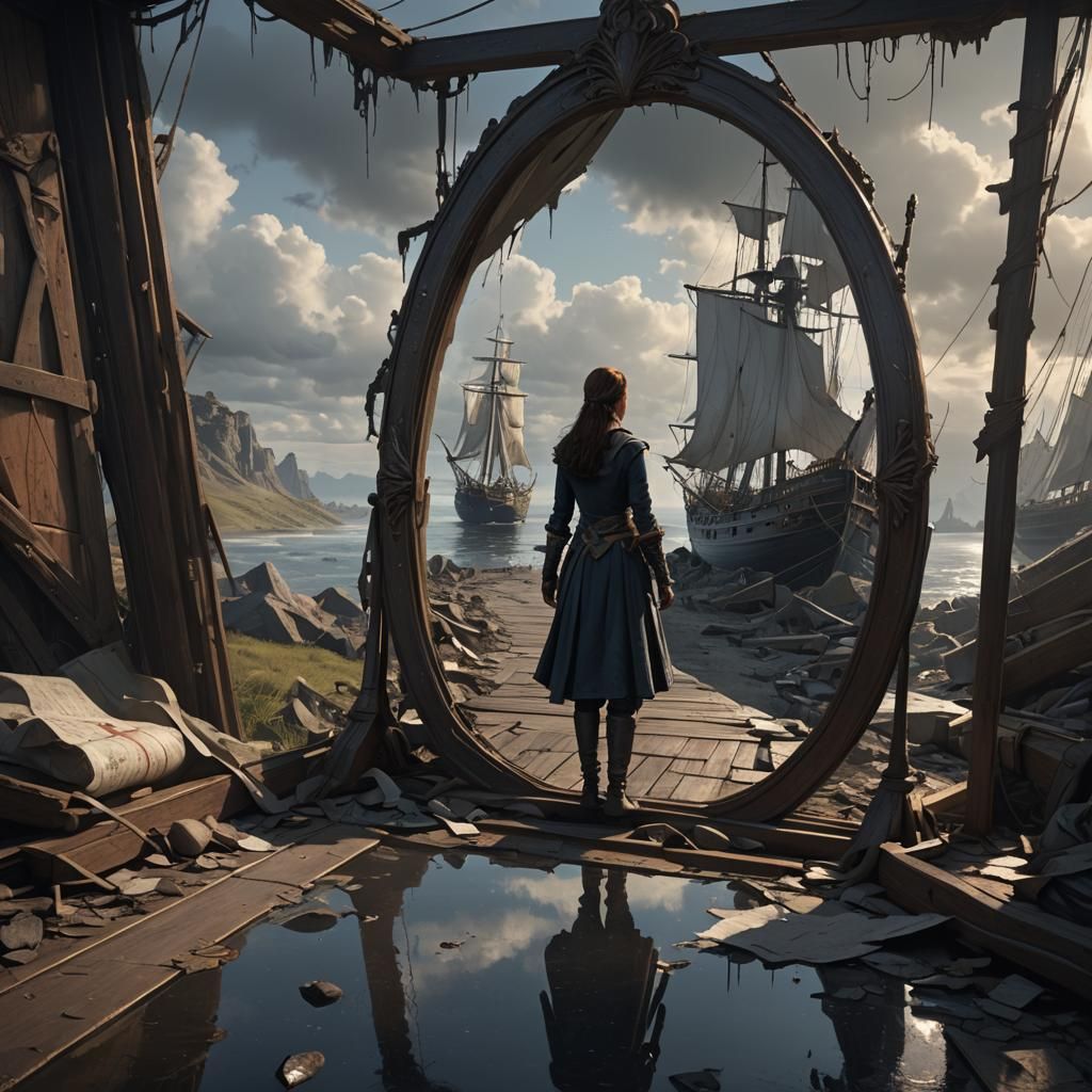 Dark Fantasy Mirror: Hyperdetailed Art Piece