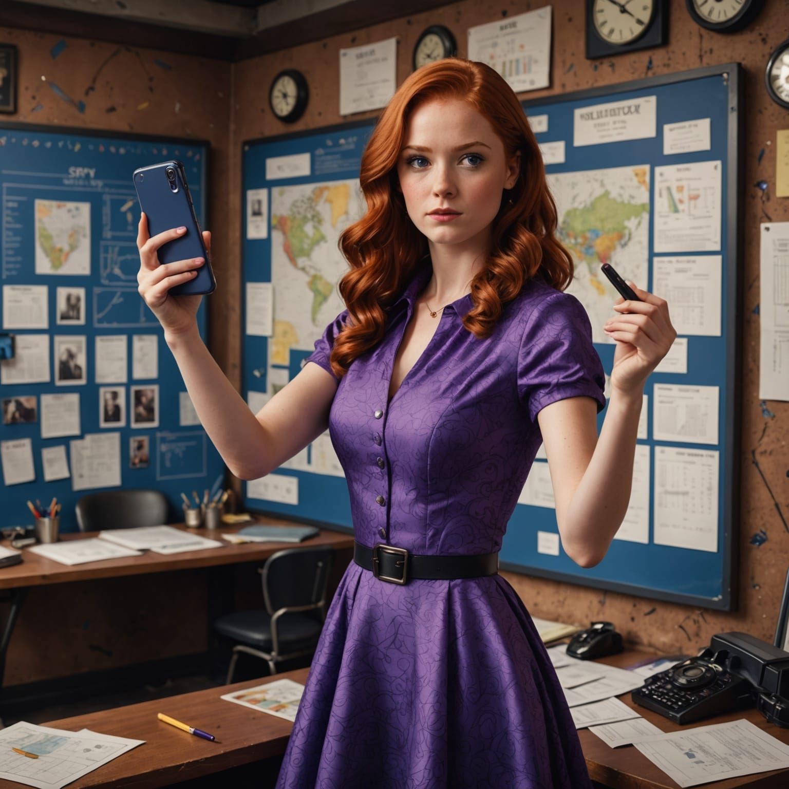 Young Spy Selfie in Detailed Matte Painting