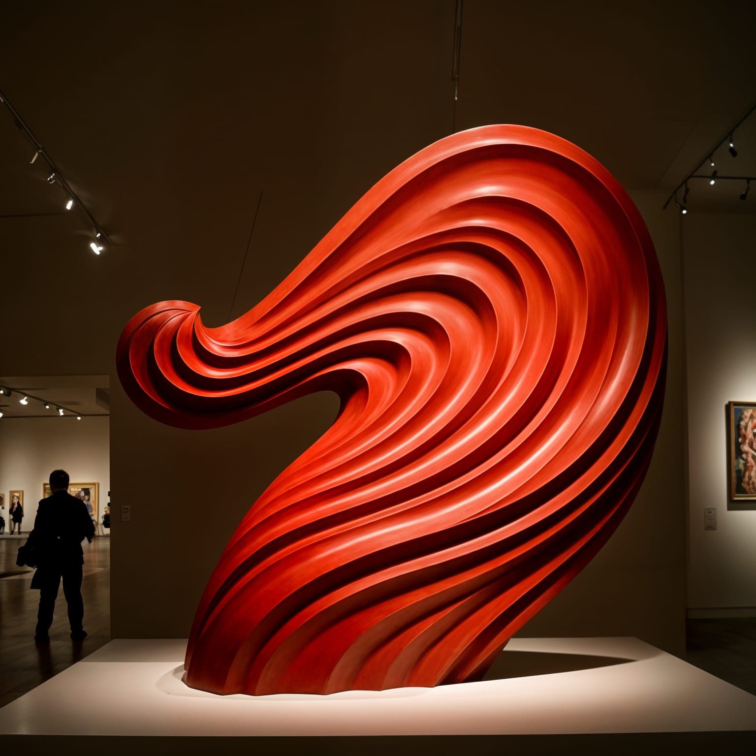 Ethereal Museum Sculpture in Bold Reds