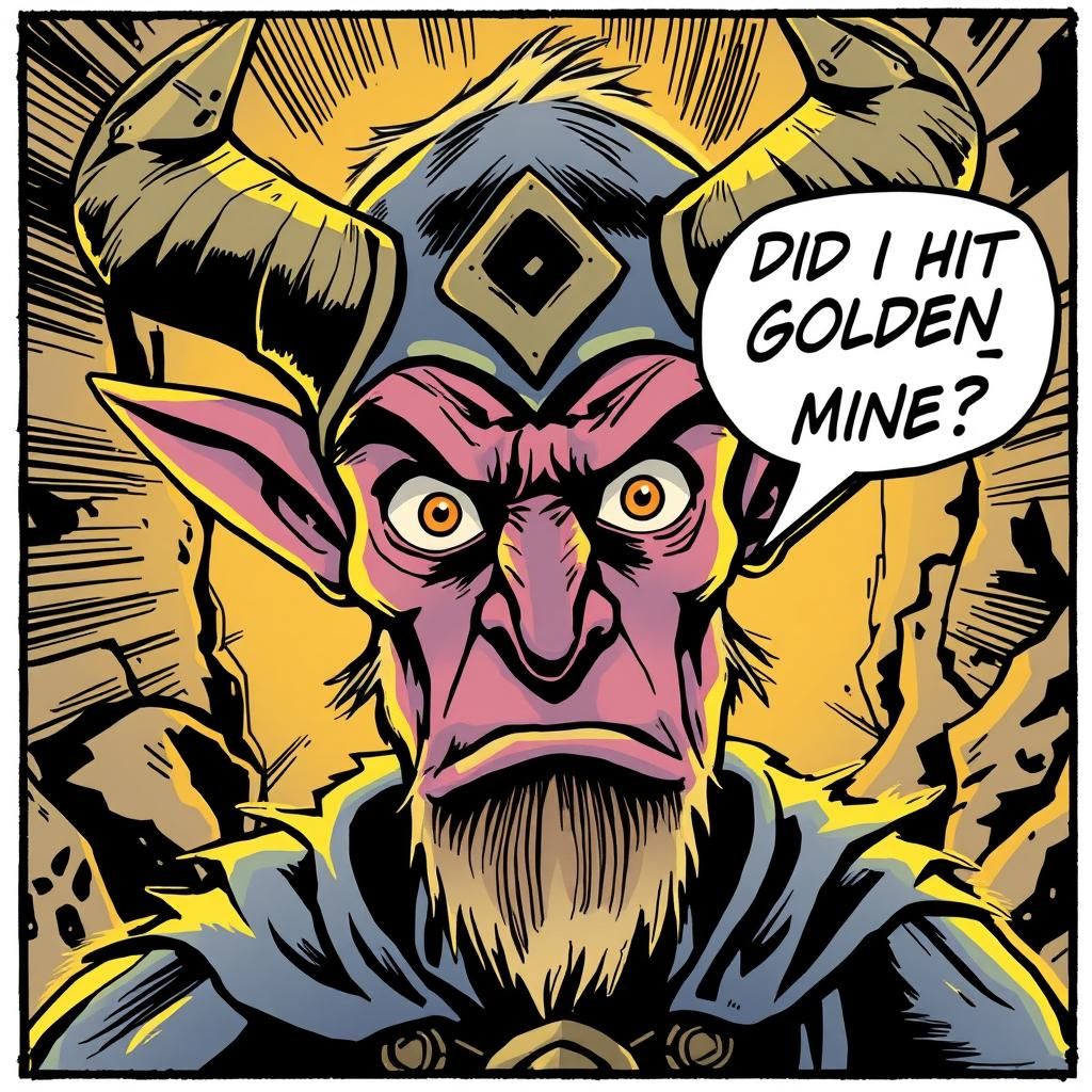 Imp Asks: Did I Hit a Golden Mine? Comic Art