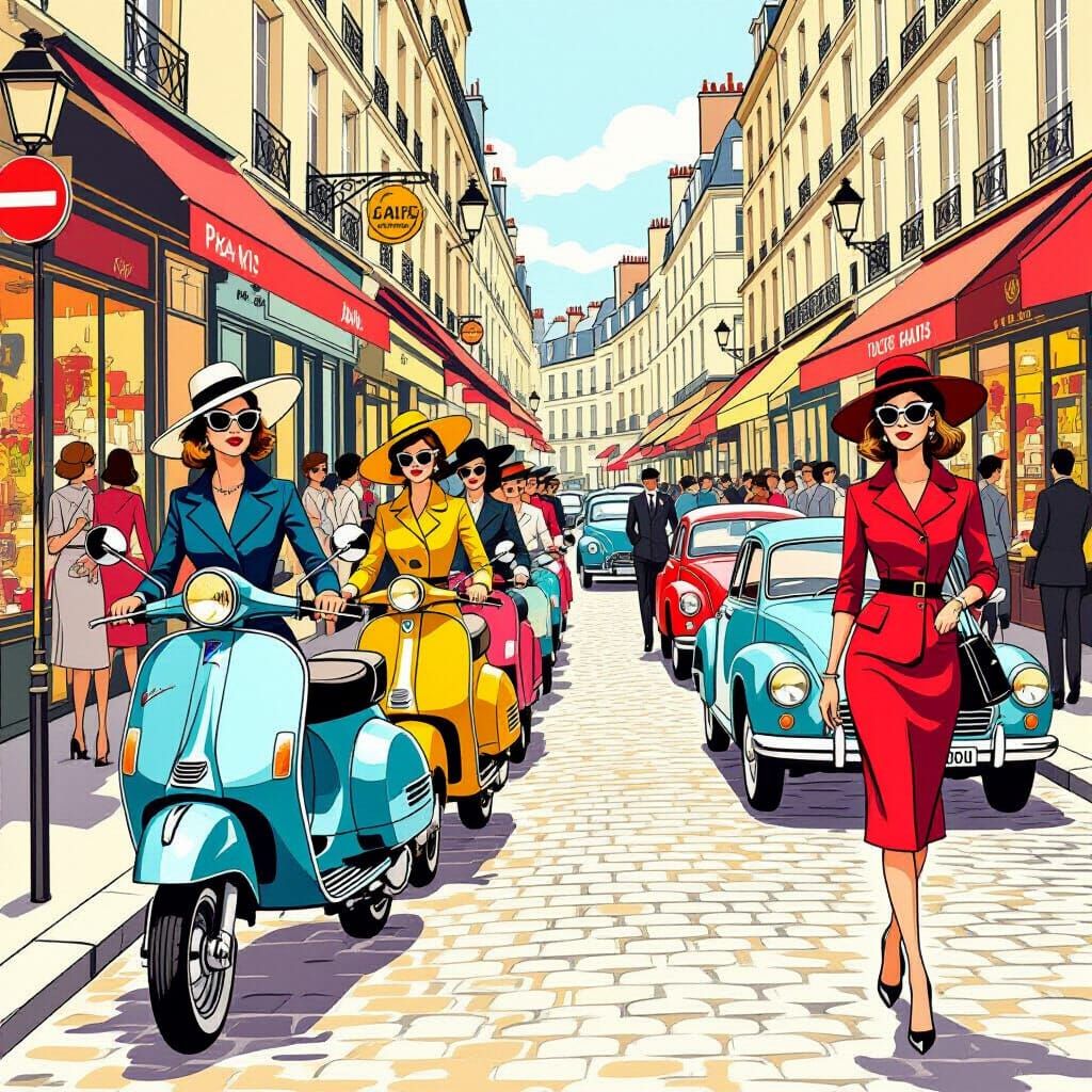 1960s Paris Street Style with Vintage Cars