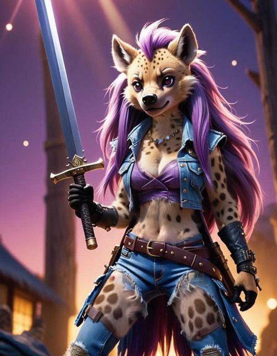 Anime Hyena with Sword in Film Still