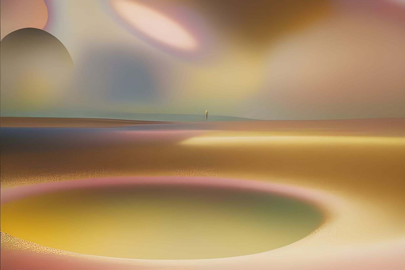 Abstract Cycles Blended with Gold in Matte Painting