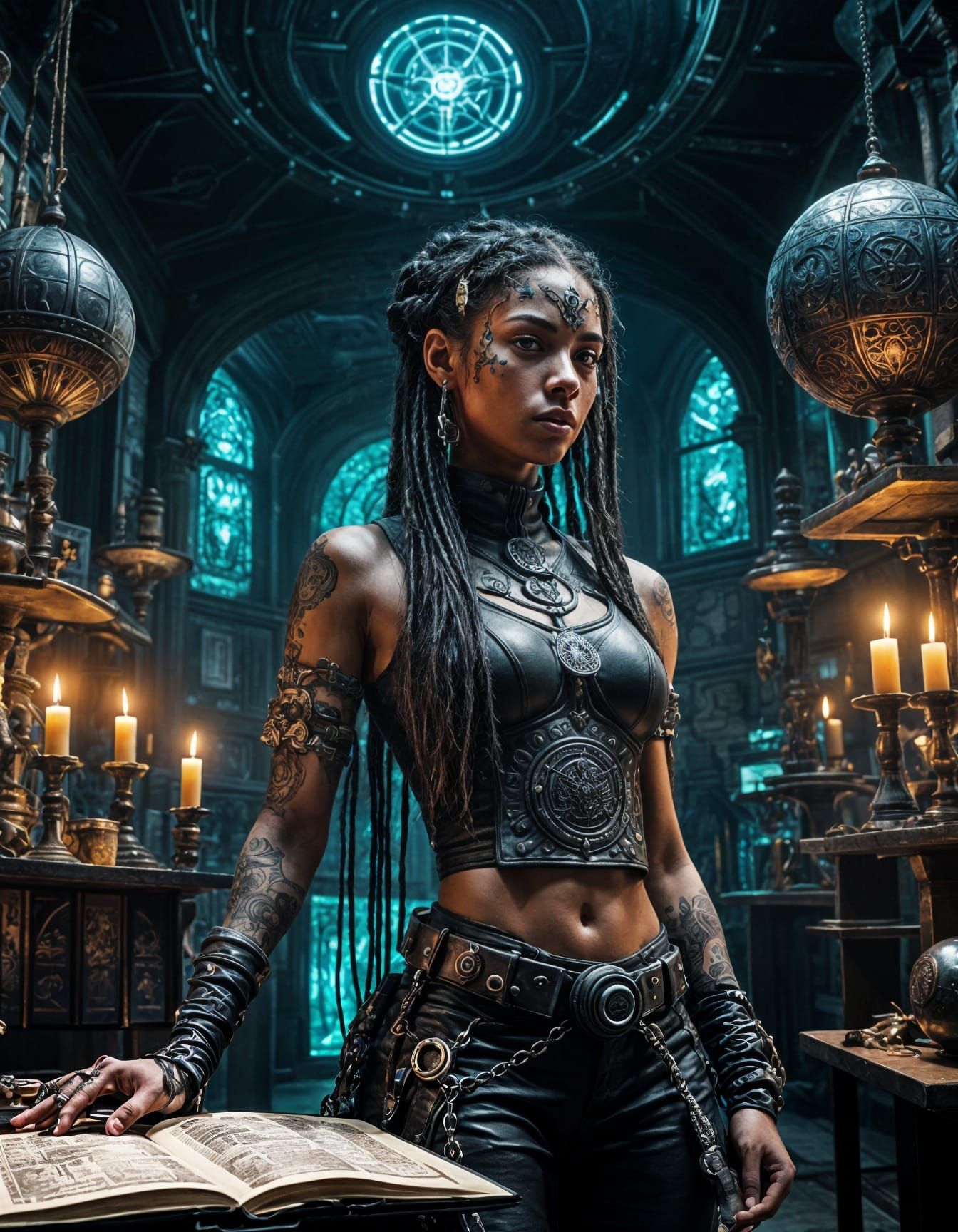 Cyberpunk Goddess in a Whimsical Witches' Boudoir