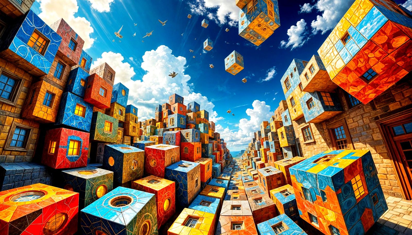 Surreal Cubes Constructed from Intricate Fibonacci Patterns