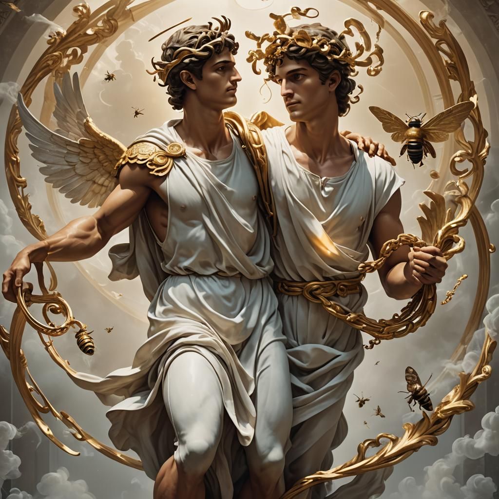 Hermes with Rod of Asclepius in Baroque Style