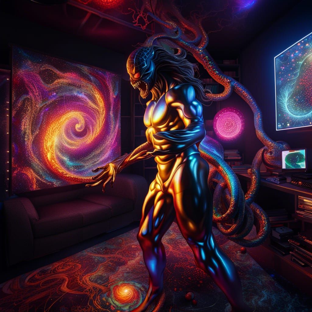 Venom in Holographic Astral Cosmic Illustration