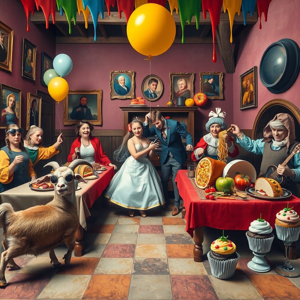 a whimsical take on Pieter Bruegel the Elder's “The Peasant ...