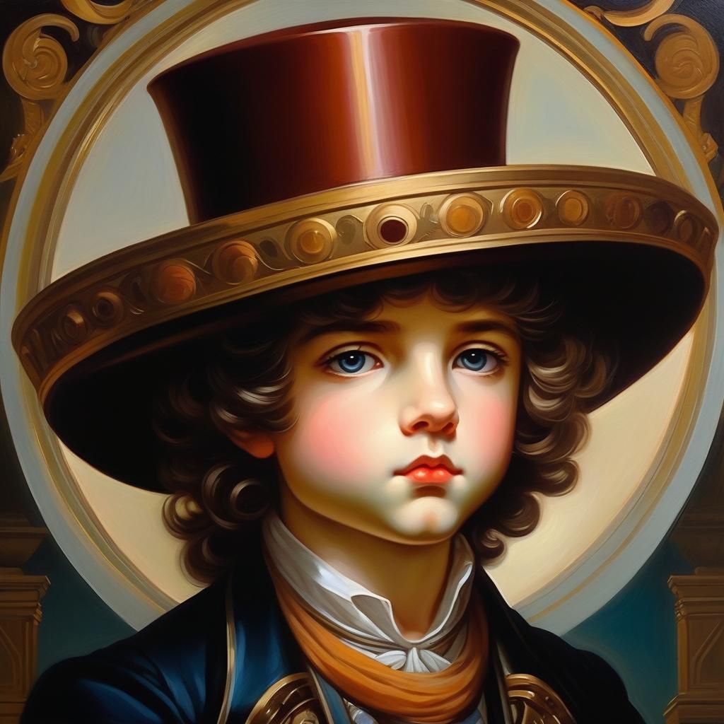 Grand Neoclassical Portrait of Man with Large Hat