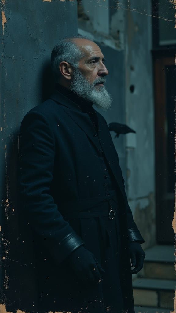 Retired General Portrait in Cinematic Film Noir Style