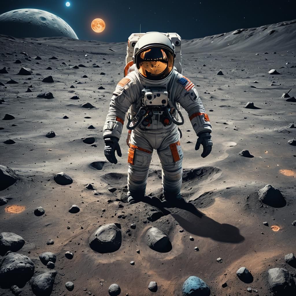 Astronaut on the Moon in Dreamy Fantasy Art