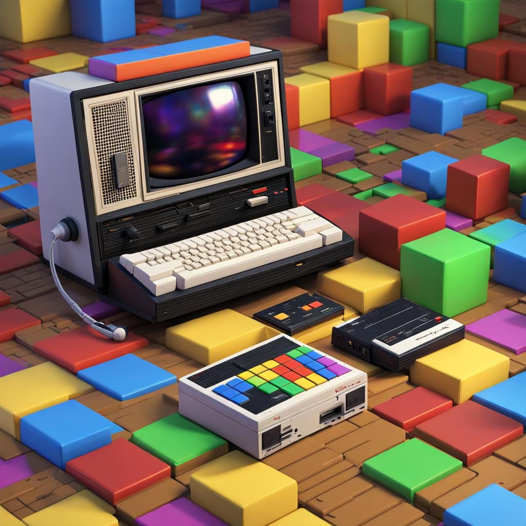 Retro Tech Rainbow Splash Screen in Detailed Matte Painting