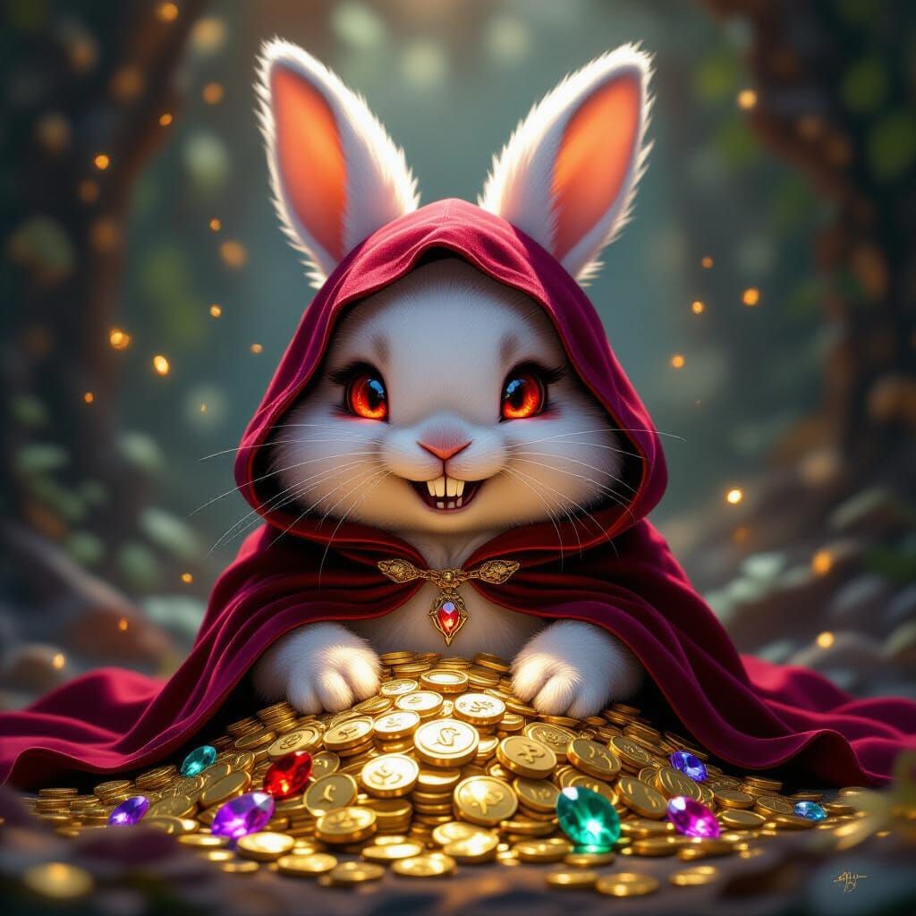 Fluffy Bunny Reveals Sharp Teeth Guarding Treasure Hoard