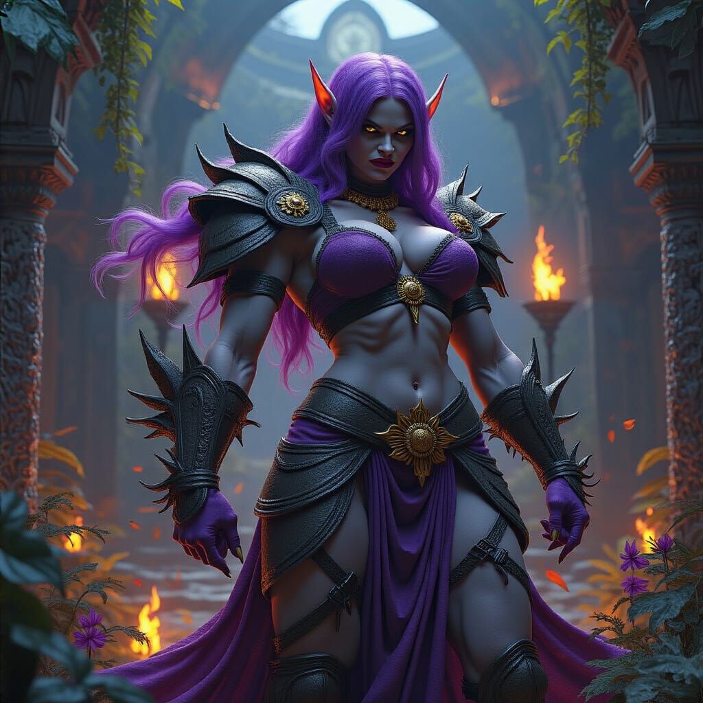 Fierce Drow Warrior in Dark Fantasy Style