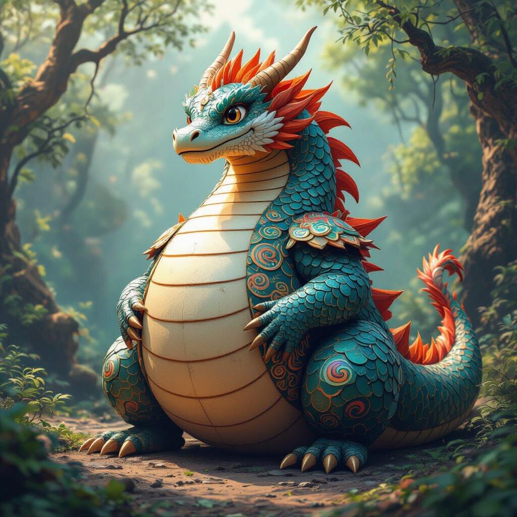 Majestic Dragon in Mystical Forest: 3D Anime Art